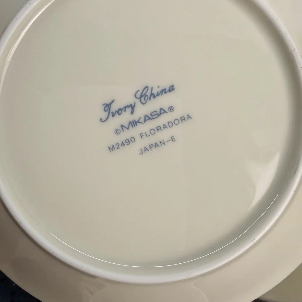 Mikasa Floradora Ivory China Flat‎ Cup & Saucer Set of 2 Japan Discontinued